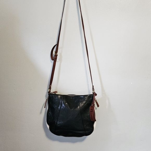 Fossil Black expandable color block Leather Crossbody Bag - Picture 4 of 13